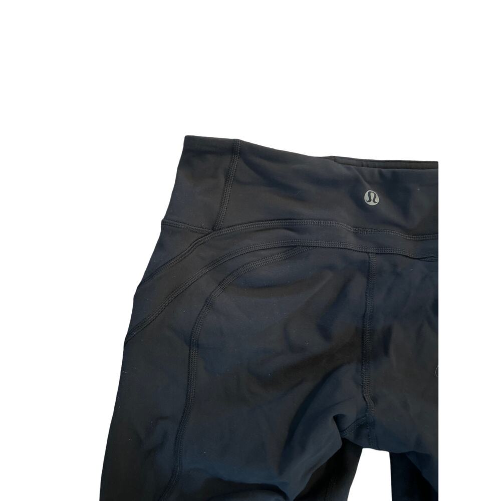 Women 6 Lululemon Gray Capri Crop Leggings Pants Tie Bottom Yoga Athletic - Picture 4 of 6